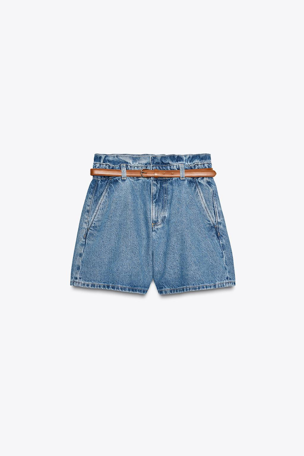 Z1975 DENIM PAPERBAG BERMUDA SHORTS WITH BELT - Zara фото 13