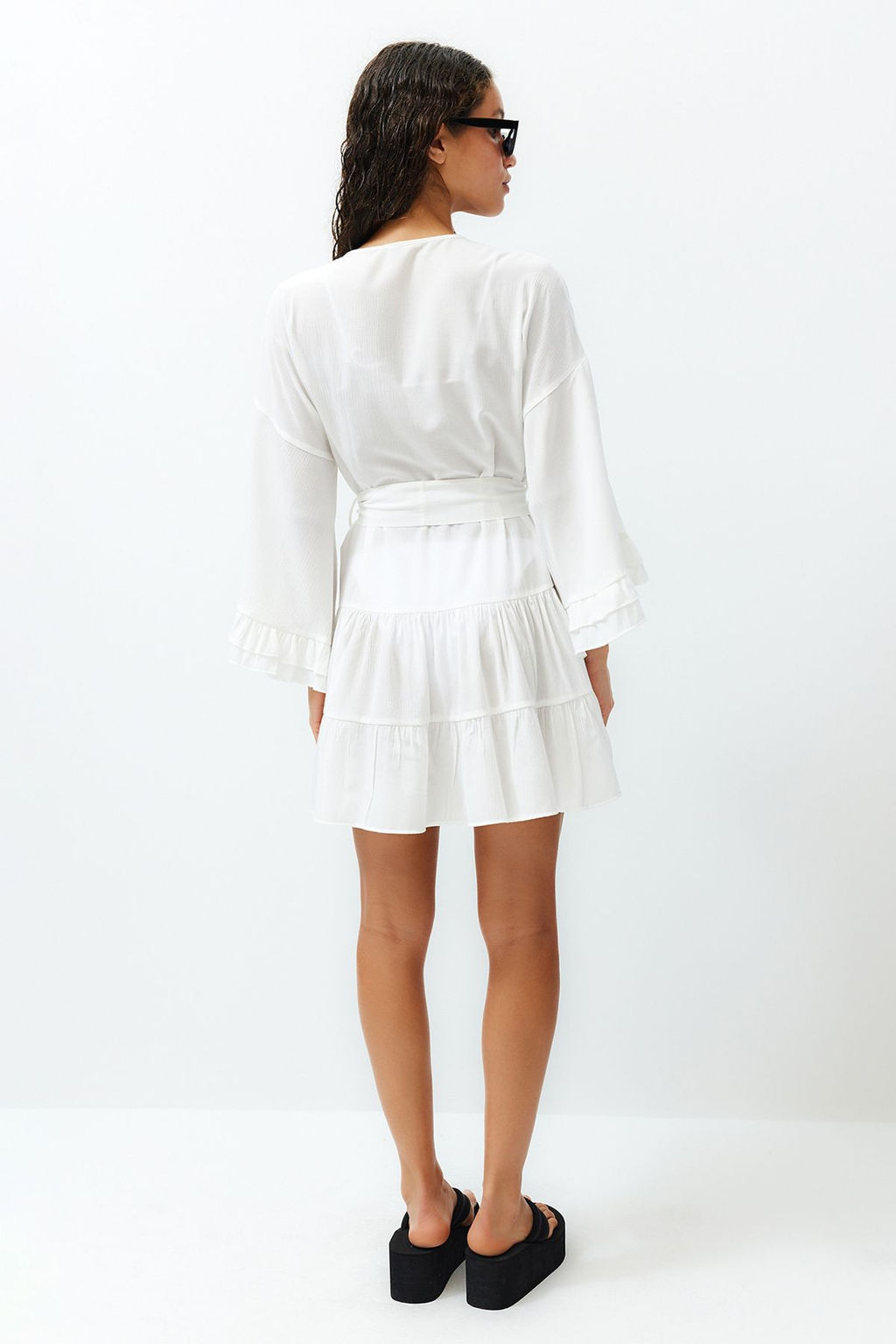 Plaj Giyim Beyaz Kusakl? Mini Dokuma F?rf?rl? Kimono&Kaftan TBESS24KM00032 - Trendyolmilla фото 6