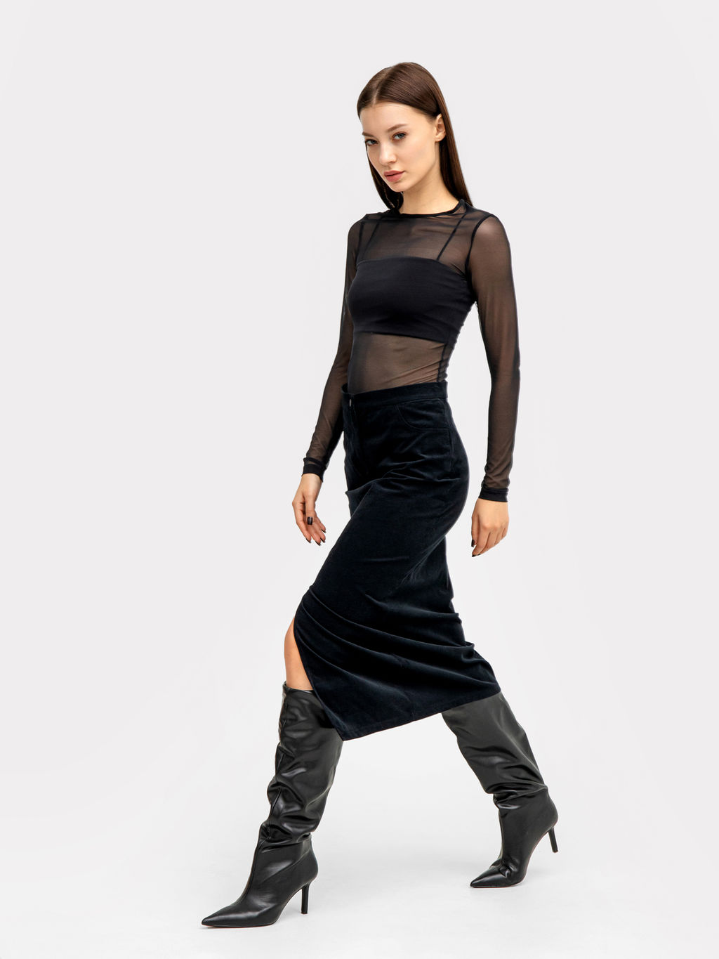 Юбка женская миди в черном цвете черный 152788 - Mark formelle фото 2