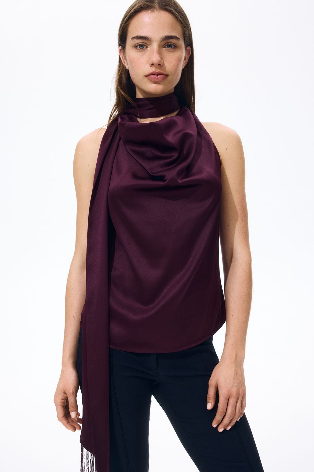 Top de sat?n con fular decorativo - H&m фото 3