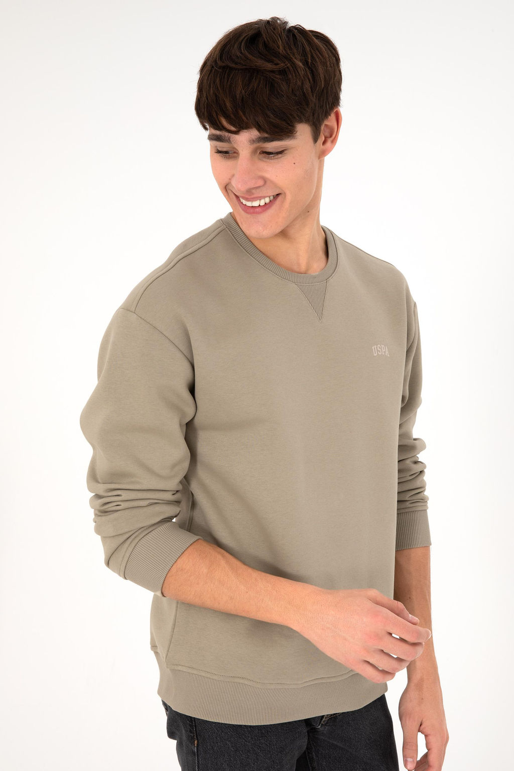 Мужской базовый свитшот светло-хаки Неожиданная скидка в корзине - U.s. polo assn фото 12