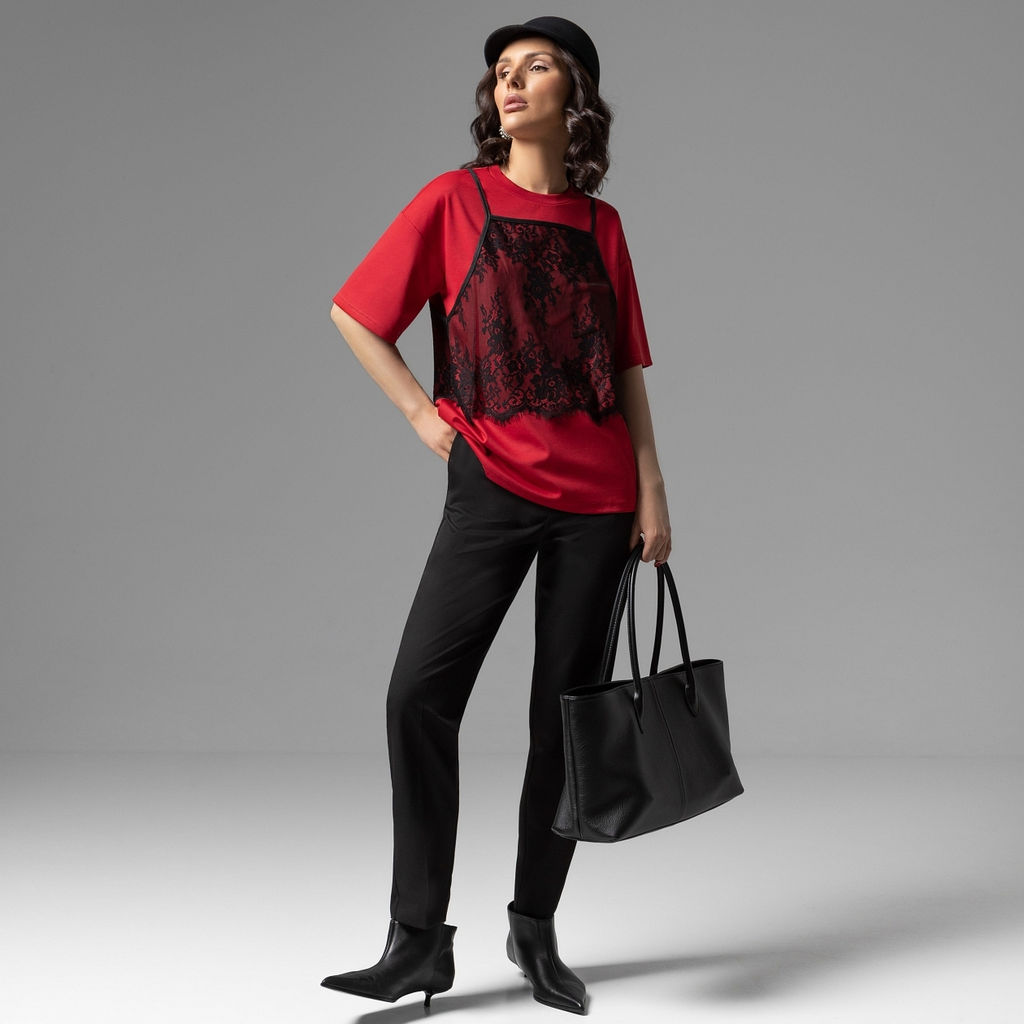 Футболка со съемным топом, Модный тандем (красный 2 в 1) - Charutti фото 4