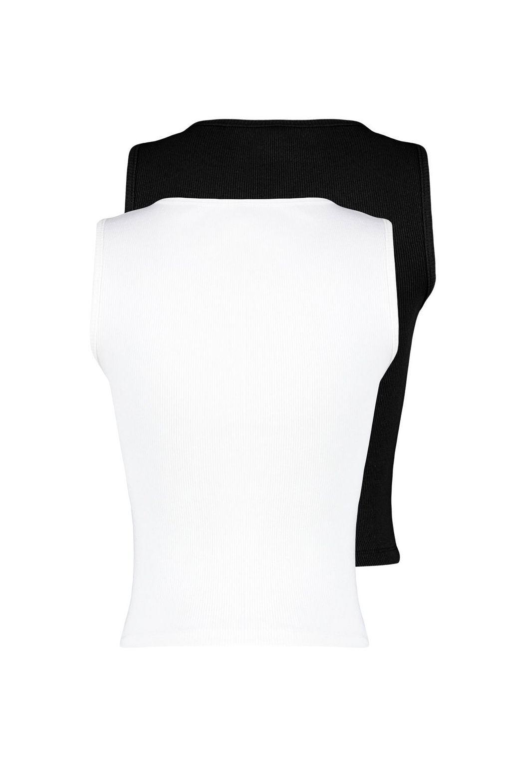 Trendyolmilla Siyah-Beyaz 2li Paket Fitted/Vucuda Oturan Fitilli Esnek Orme Bluz TWOSS24BZ00583 фото 8