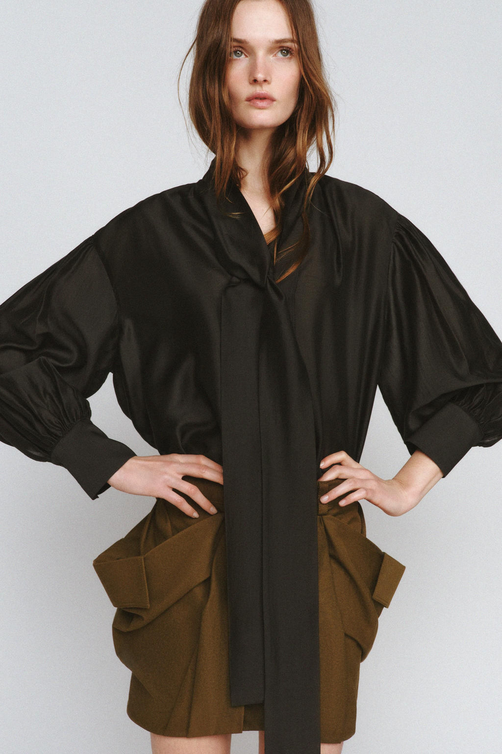 ZW COLLECTION SATIN SCARF SHIRT - Zara фото 15