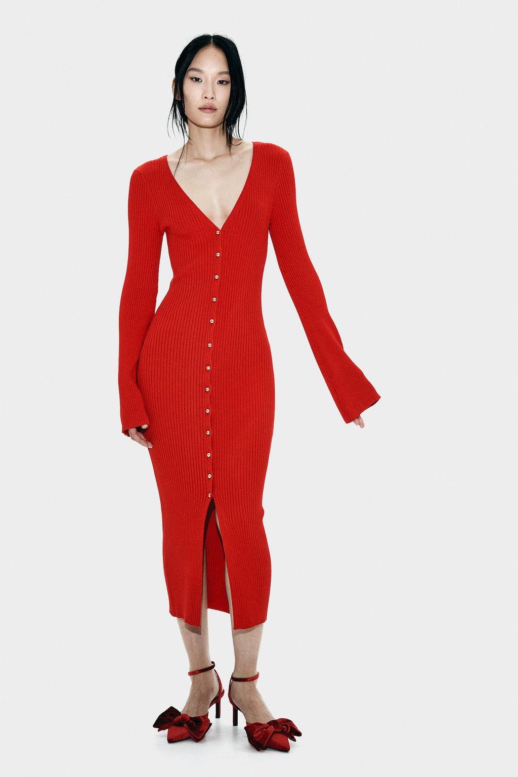 Rib-knit button-front dress - H&m фото 3