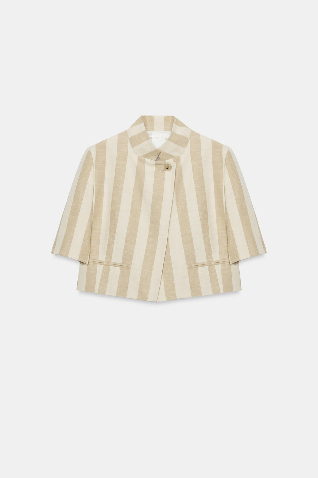 BLAZER CROPPED MANGA CORTA ZW COLLECTION / Crudo / Beige - Zara фото 5