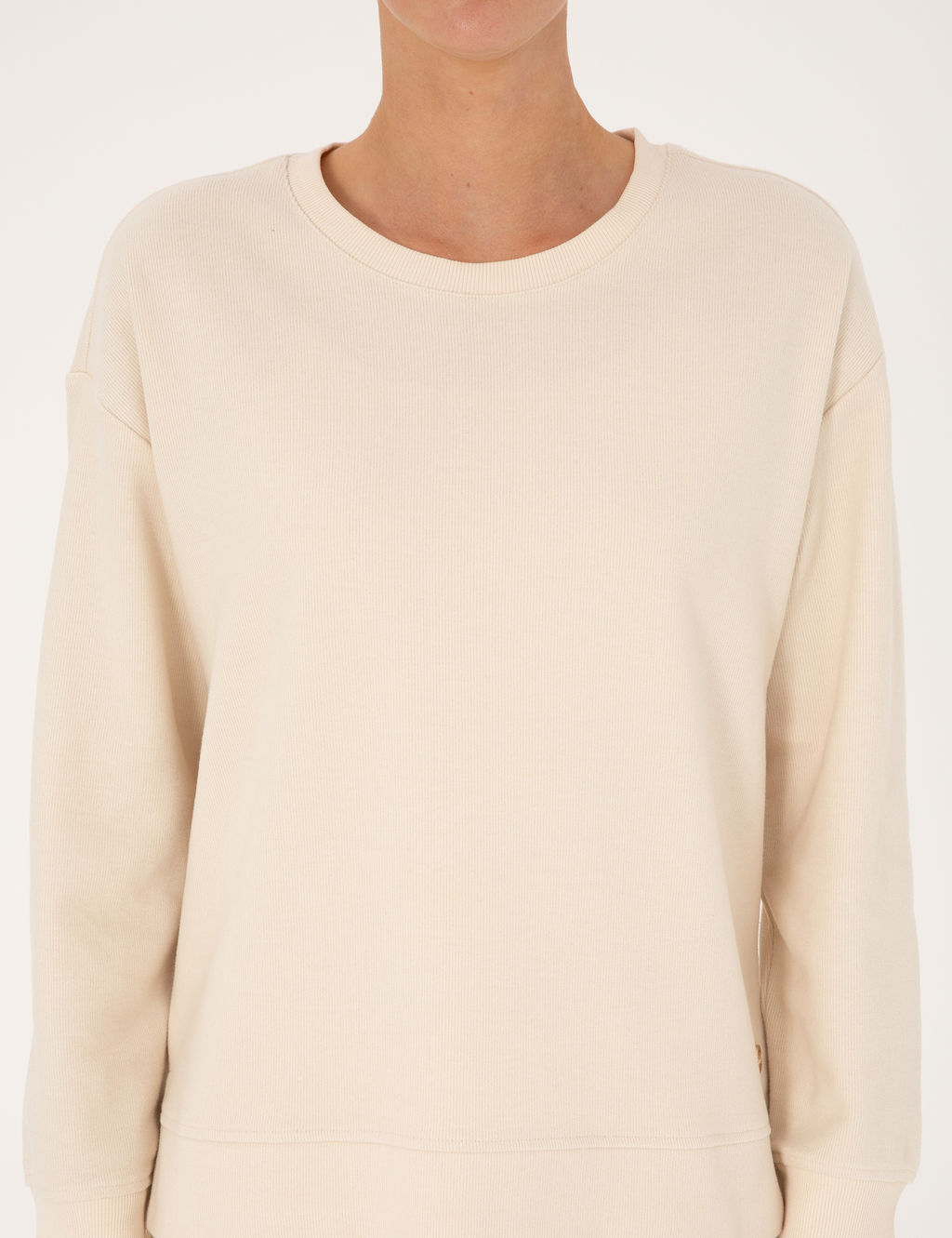 Ekru Oversize Yumu_ak Dokulu Sweatshirt