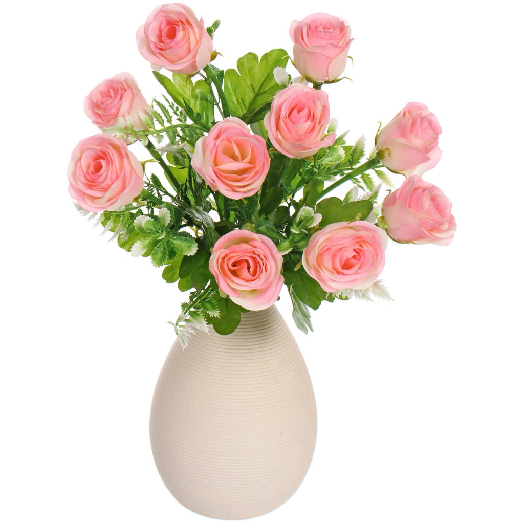 Искусственные цветы "Розовый букет" 42см 10 цветков розовые