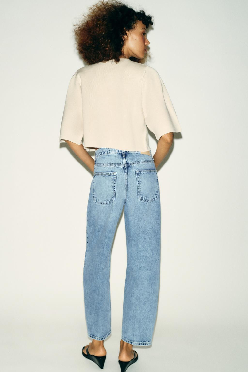 Z1975 MID-WAIST BARREL JEANS WITH PRESSED CREASE - Zara фото 5
