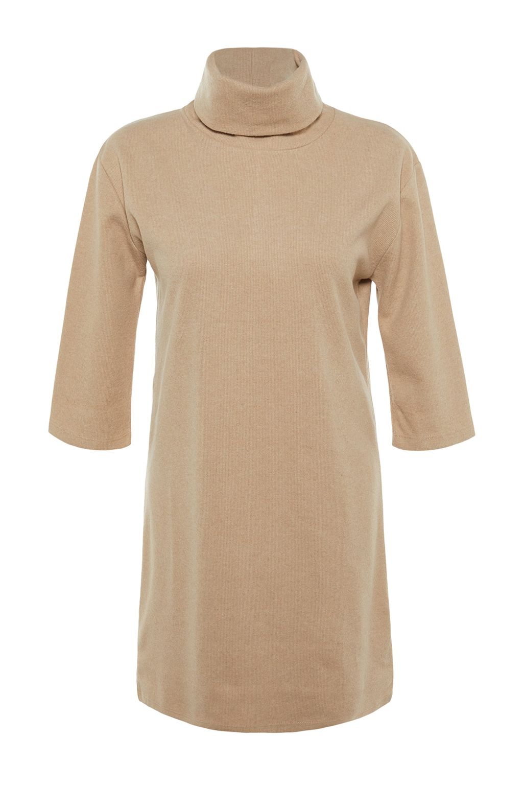 Vizon Bal?kc? Yaka Shift/Duz Mini Selanik Uzun Kollu Orme Elbise TWOAW20EL1110