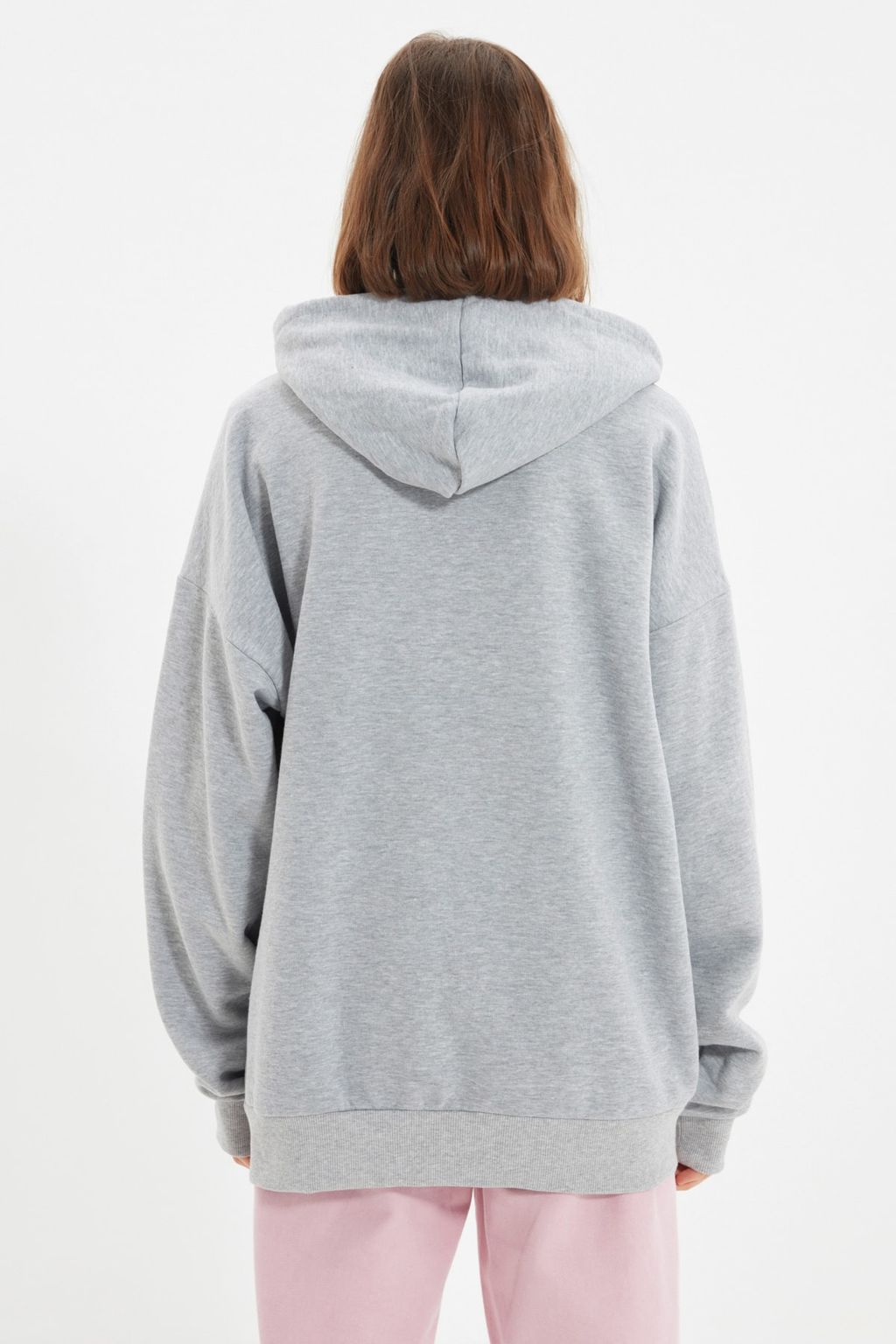 TRENDYOL MAN Kiremit Oversize/Genis Kesim Kapusonlu Ici Polar/S?cak Tutan Pamuk Unisex Sweatshirt TMNAW22SW1462