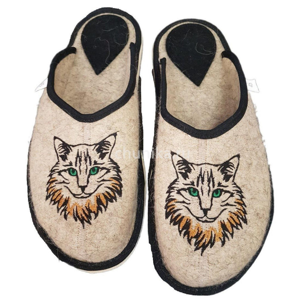 Тапочки без задника, вышивка «кошечки»