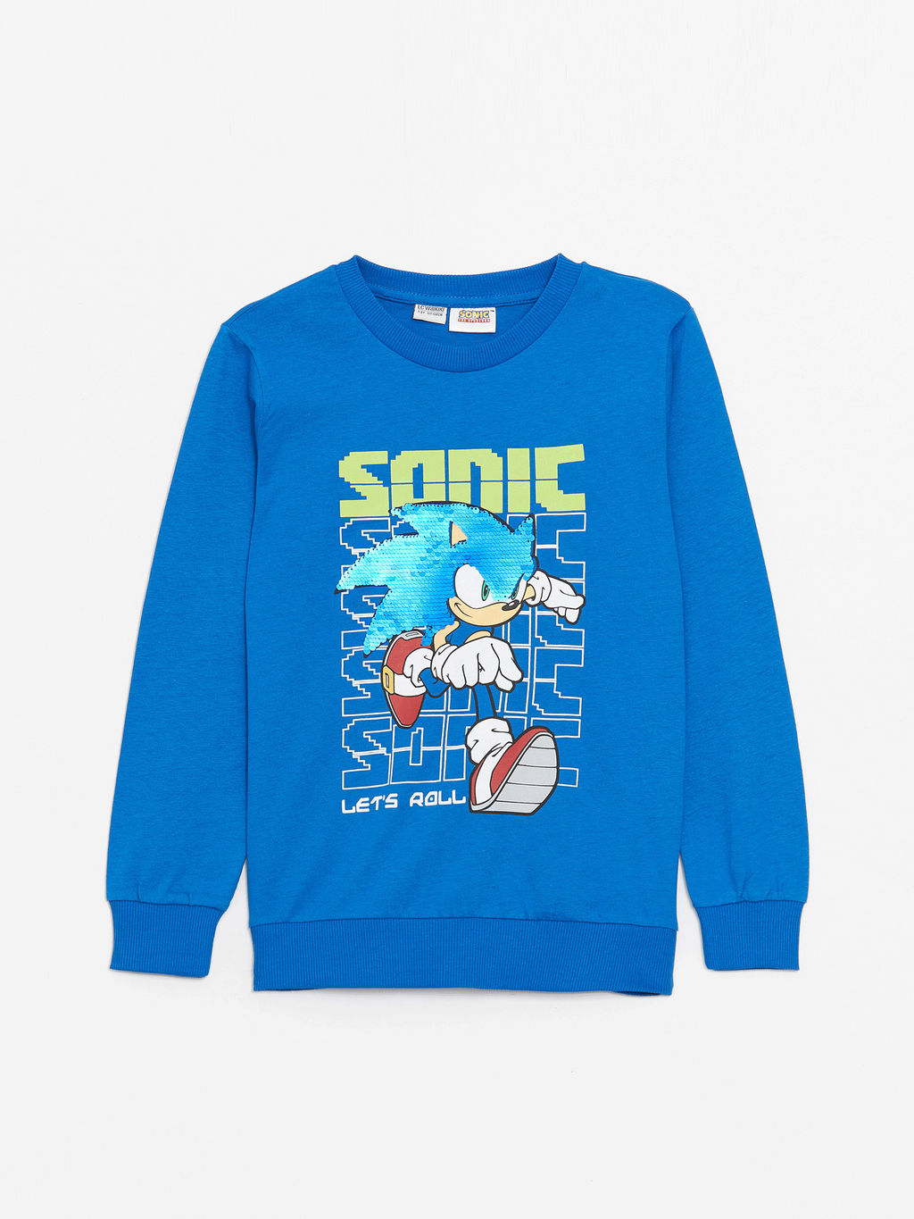 Bisiklet Yaka Sonic Bask?l? Uzun Kollu Erkek ?ocuk Ti??rt