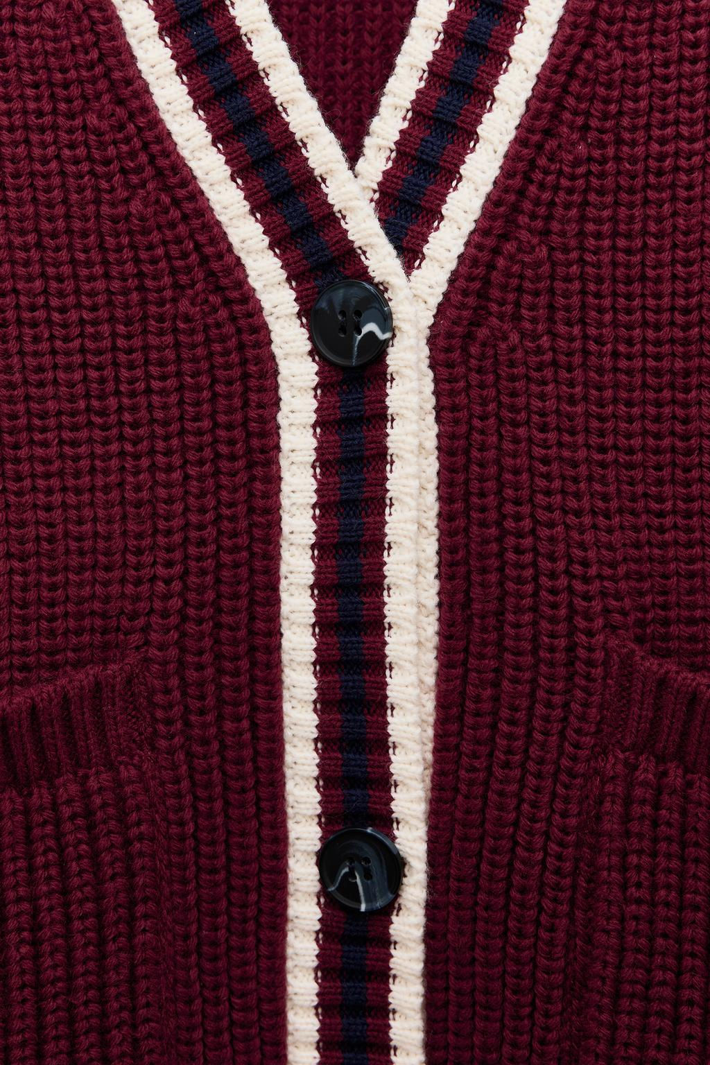 KNIT CARDIGAN WITH TRIM - Zara фото 6