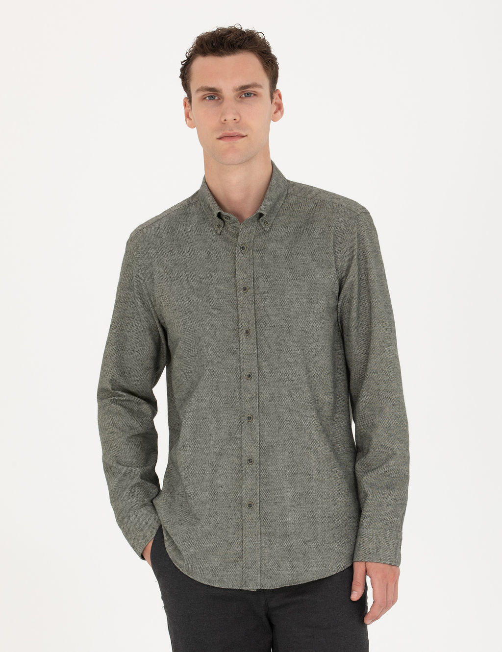 Ye_il Slim Fit Uzun Kollu G_mlek