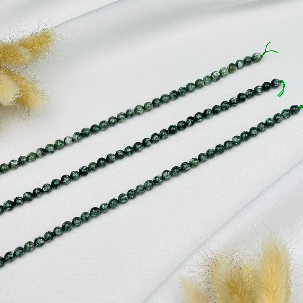 Бусины для украшений из Серафинита (72 бусины) 40 см