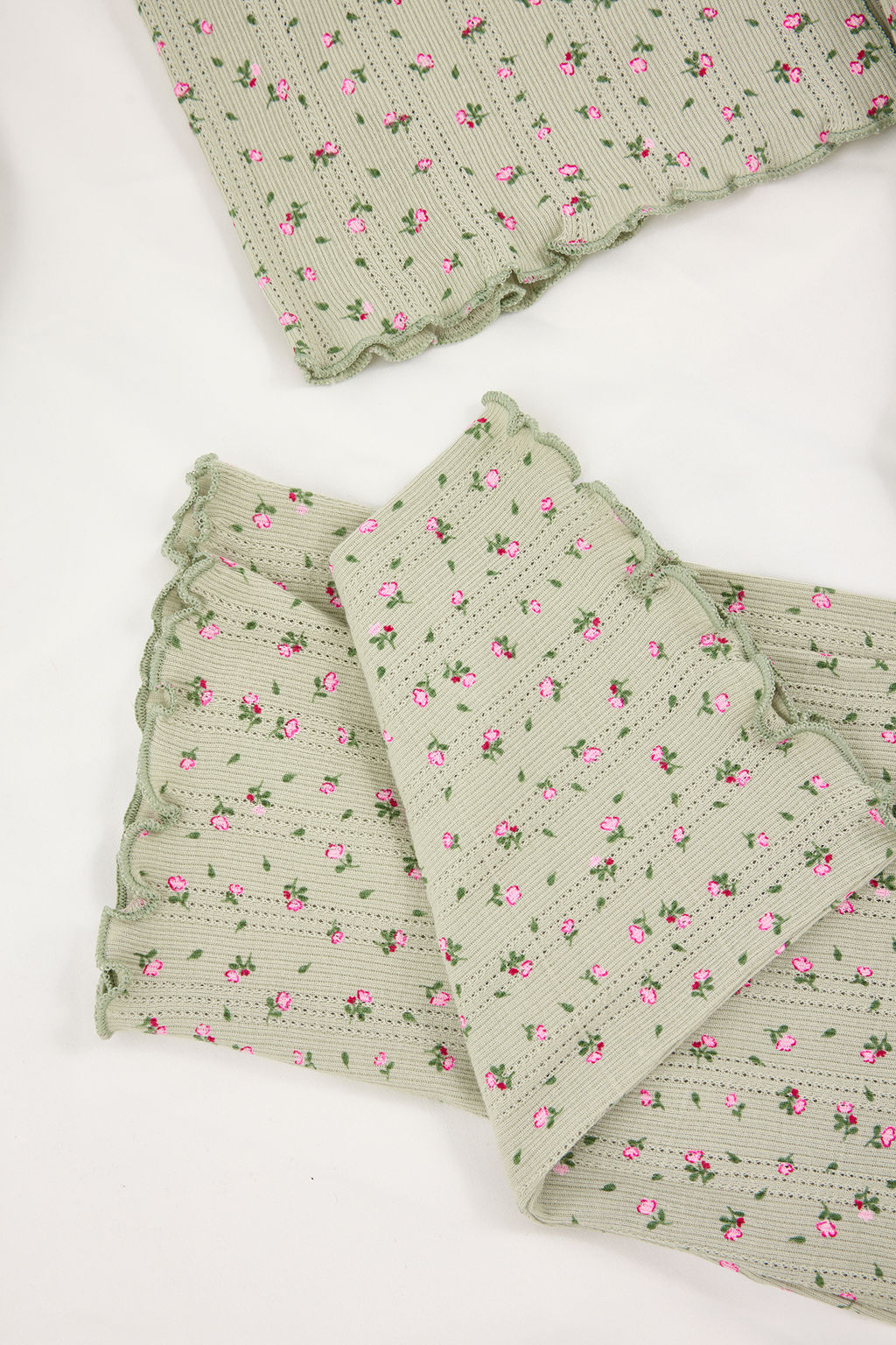 Yesil %100 Pamuklu Cicekli Kurdele/Fiyonklu Fitilli/Pointel Orme Pijama Tak?m? THMSS26PT00010 - Trendyolmilla фото 34