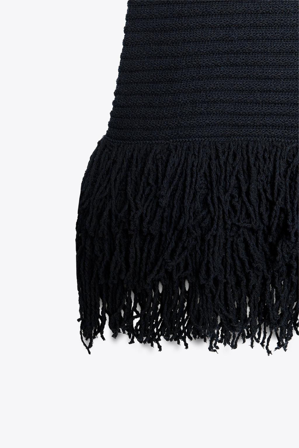 CHECK KNIT FRINGED DRESS - Zara фото 9