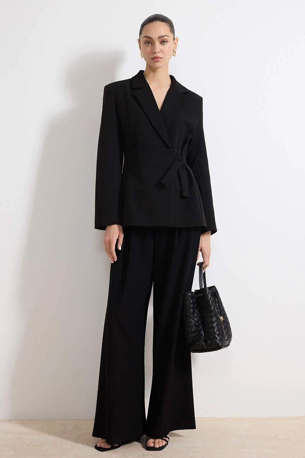 Siyah Kruvaze Kapama Astarl? Fitted Dokuma Blazer Ceket TWOSS26BC00022 - Trendyolmilla фото 6