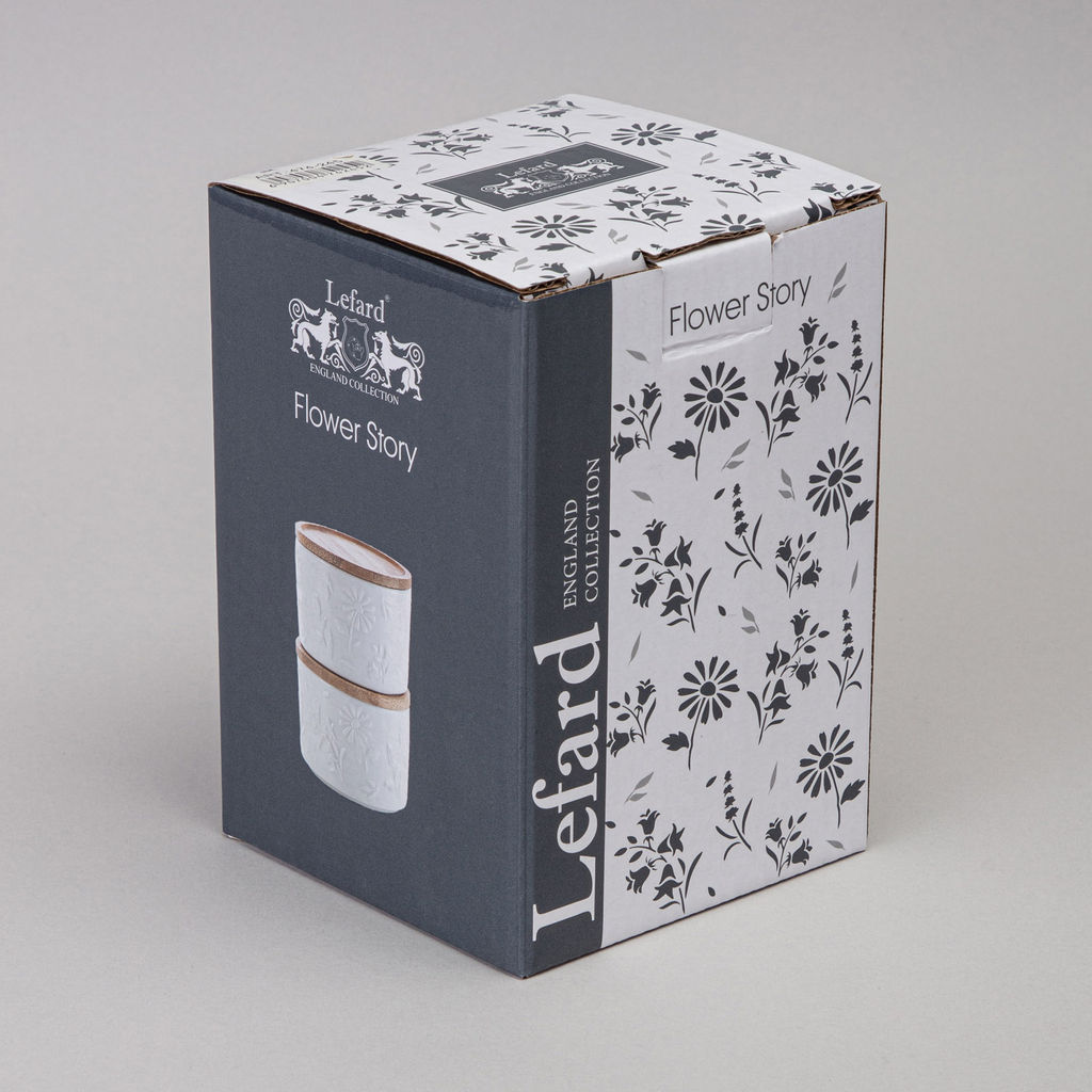 НАБОР БАНОК LEFARD FLOWERS STORY С ДЕРЕВ. КРЫШКОЙ 2 ШТ. 9*6,5 СМ 225 МЛ  фото 2