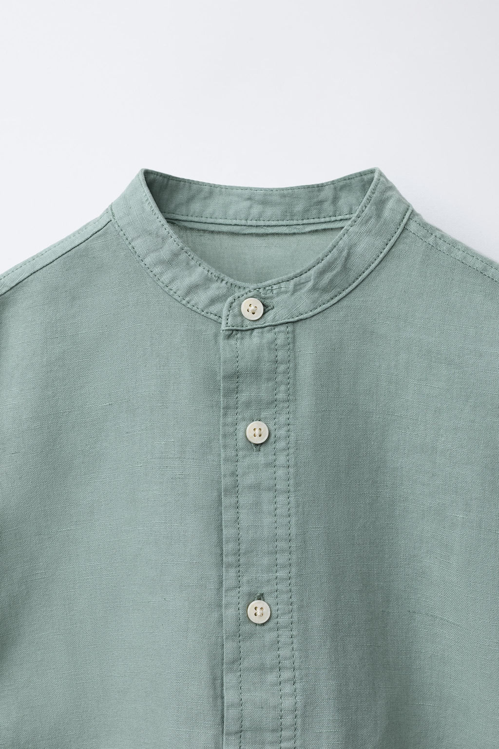 CAMISA CUELLO MAO CON LINO Y ALGOD?N / Verde - Zara фото 4