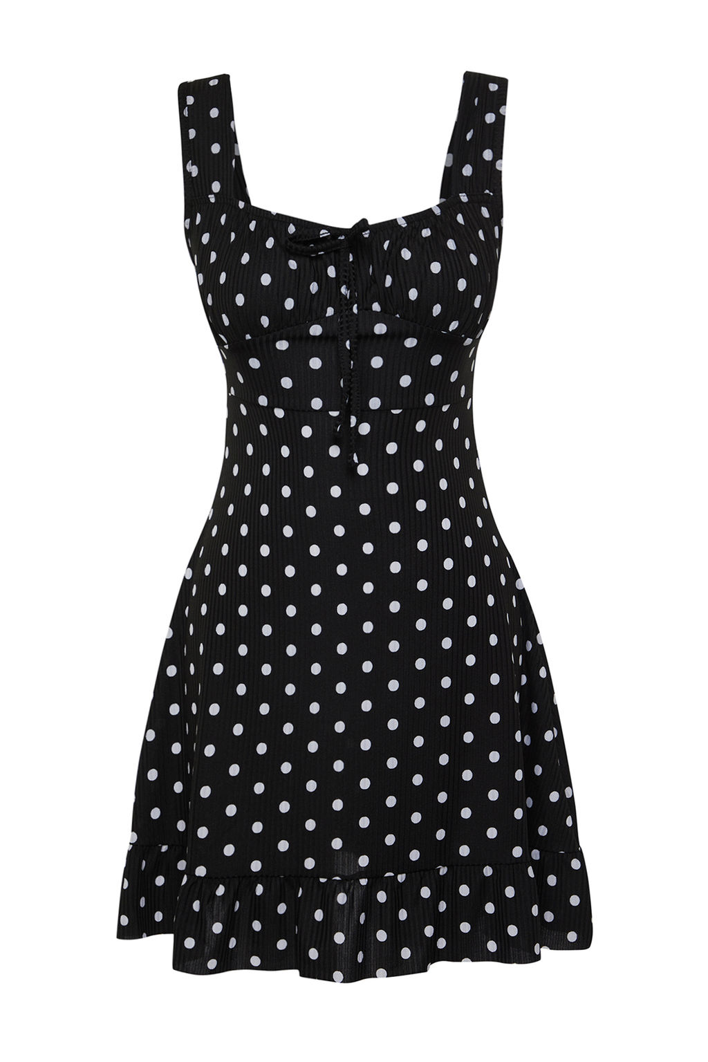 Siyah*001 Kare Yaka Volanl? A-Line Mini Orme Mini Elbise TWOSS23EL00348 - Trendyolmilla фото 7