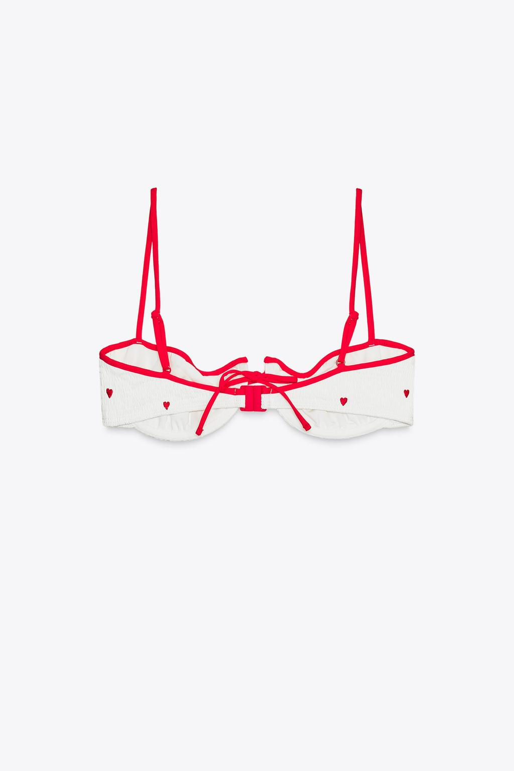 EMBROIDERED ELASTIC UNDERWIRED BIKINI TOP - Zara фото 5