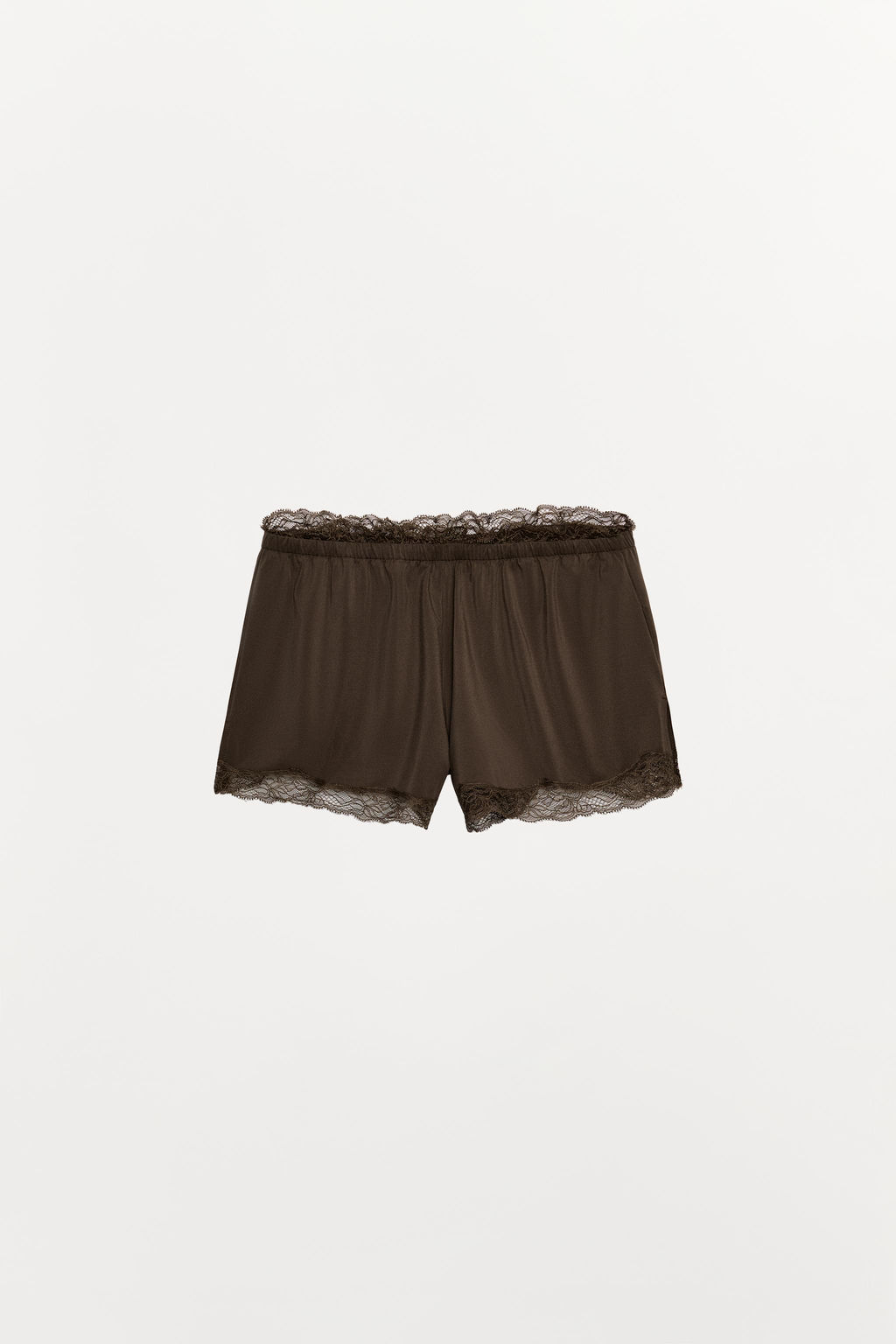 SHORTS FLUIDOS ENCAJE / Marr?n oscuro - Zara фото 6