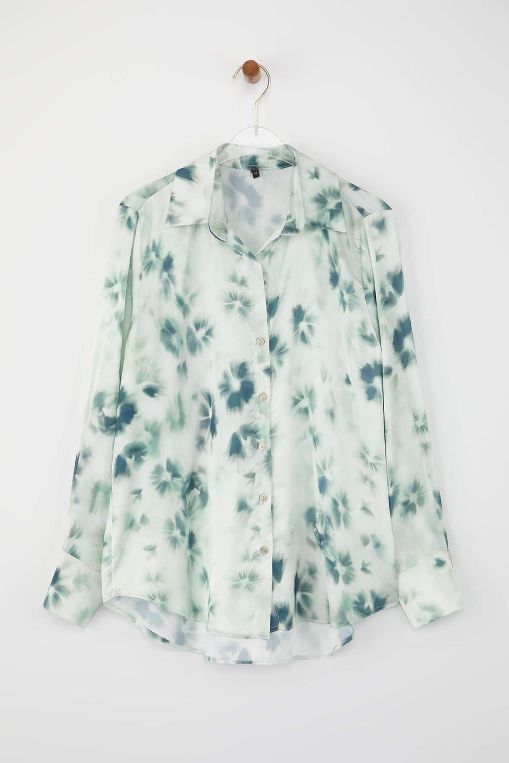 Yesil Floral Desenli Dokumlu Gomlek TWOAW26GO00087 - Trendyolmilla фото 5