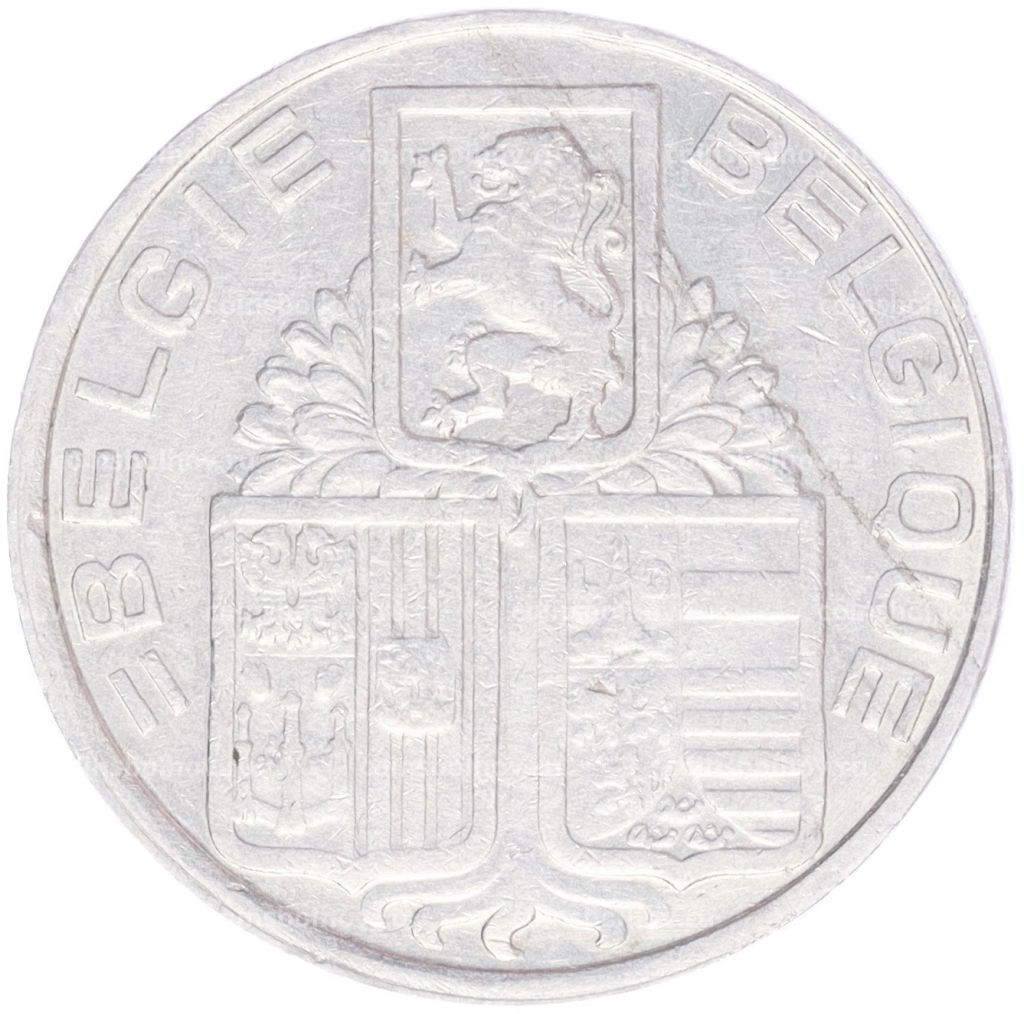 Монета 5 франков 1938 года Бельгия Надпись BELGIE BELGIQUE, гурт с изображением короны