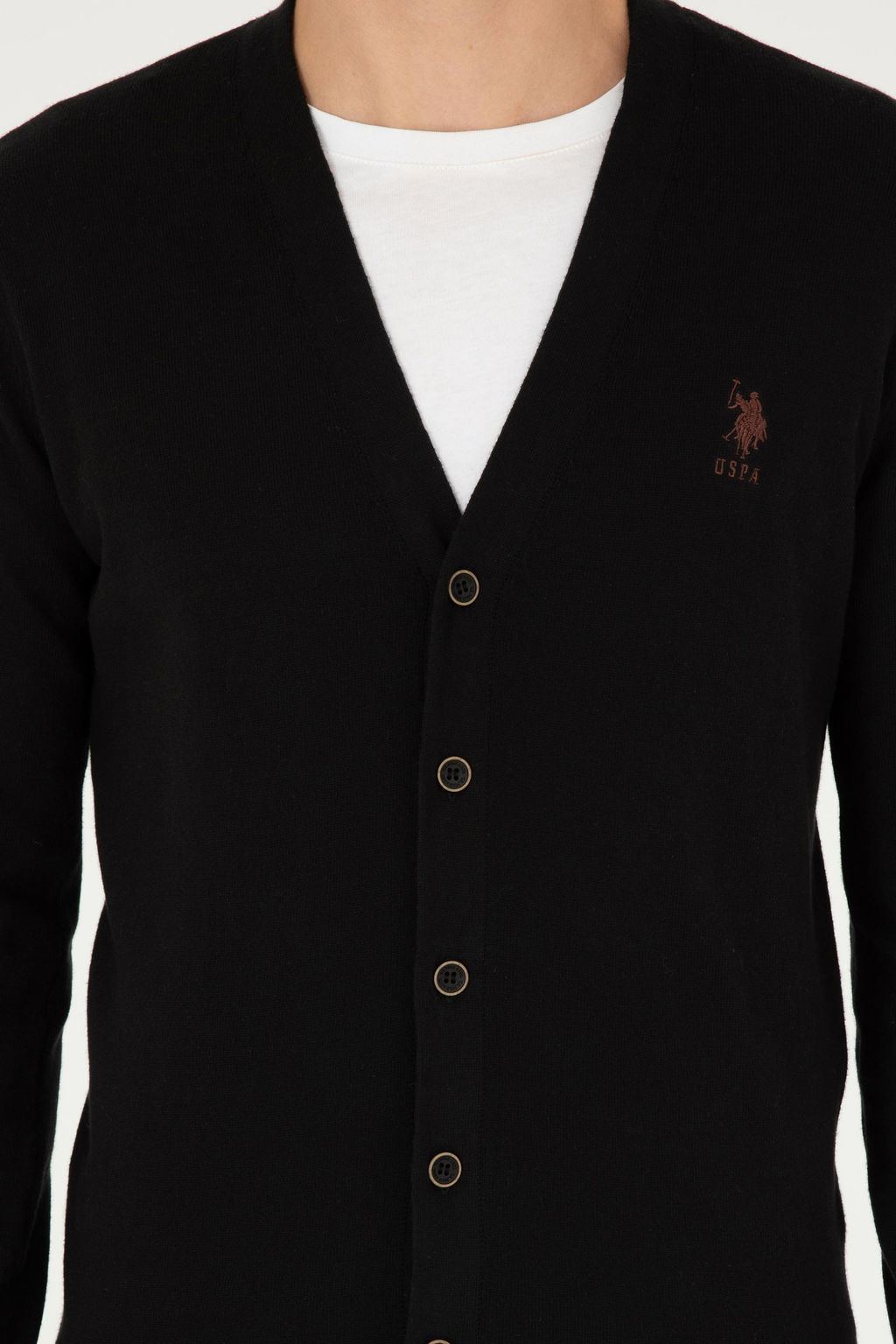 Мужской черный базовый трикотажный кардиган Неожиданная скидка в корзине - U.s. polo assn фото 6