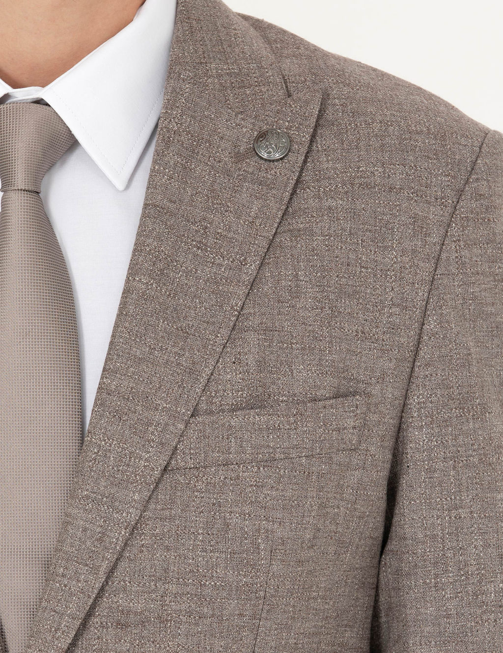 A__k Kahverengi Slim Fit Y_n Kar___ml_ Tak_m Elbise