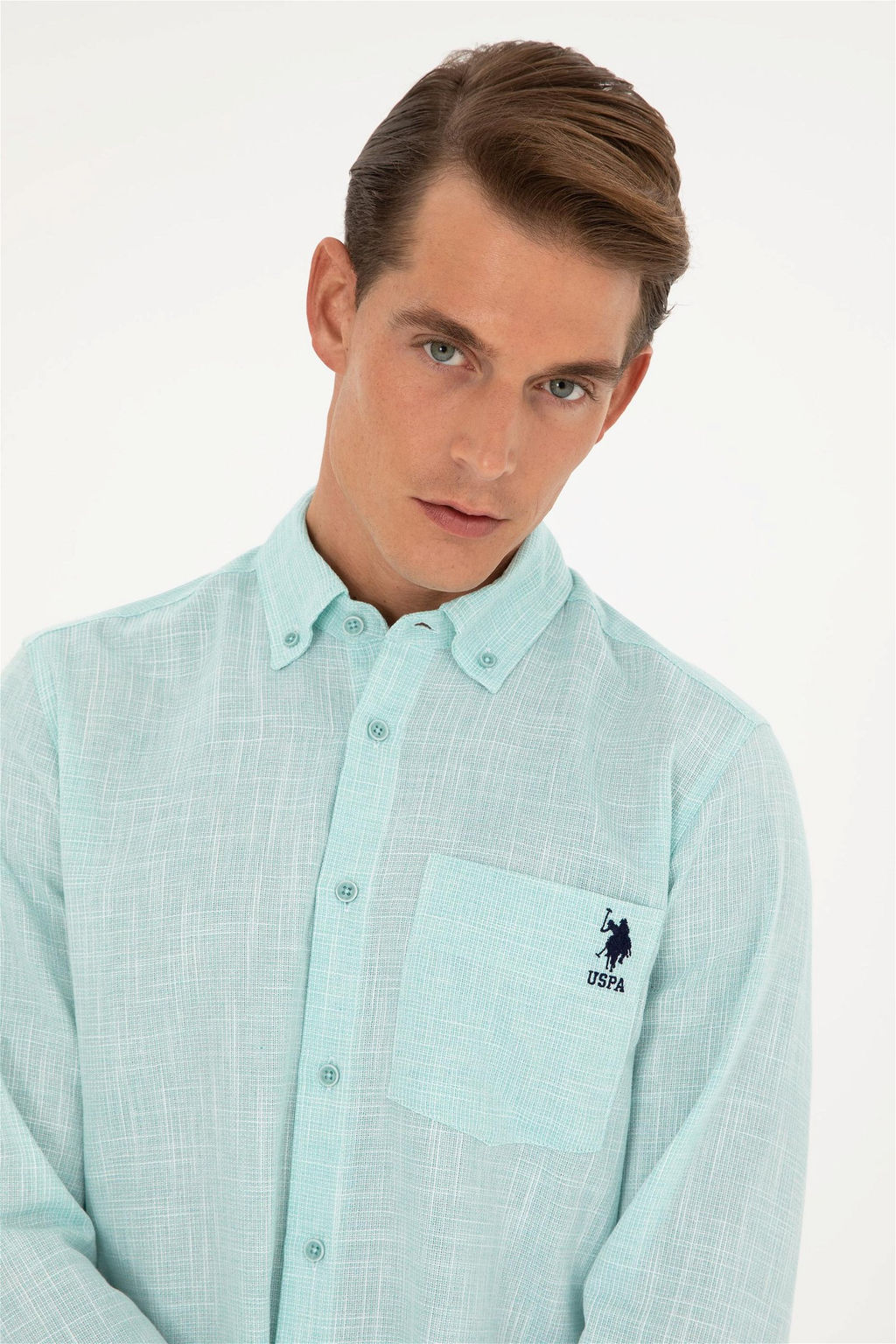 U. S. Polo Assn / Мужская мятная рубашка с длинным рукавом - U.s. polo assn фото 2