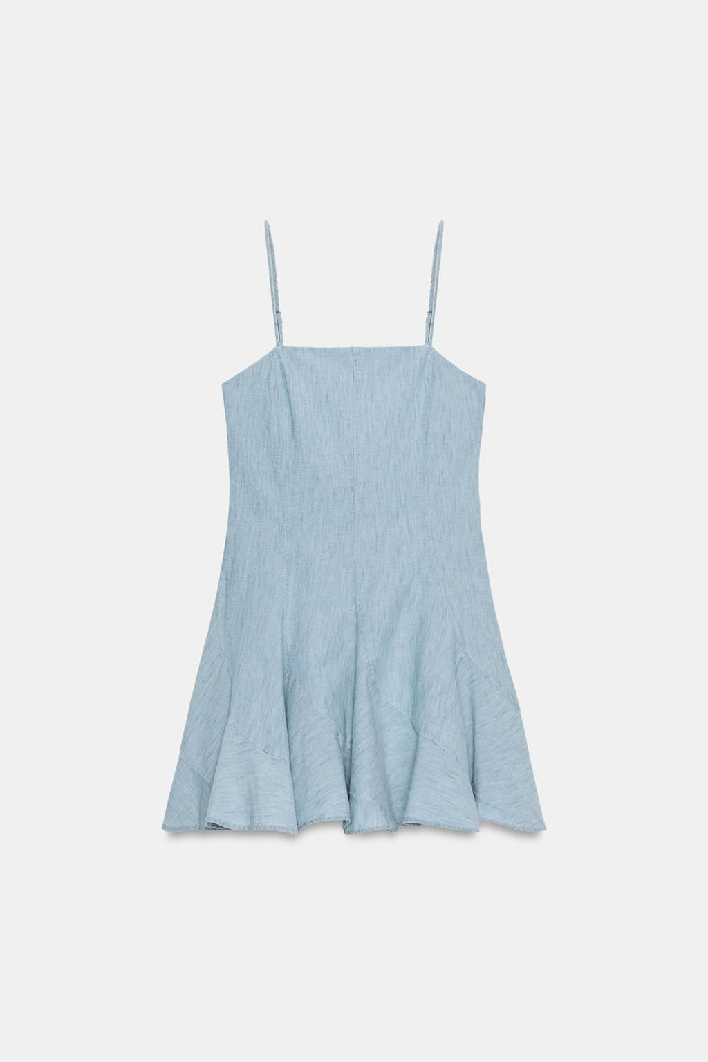 TRF DENIM MINI DRESS WITH GORES - Zara фото 5