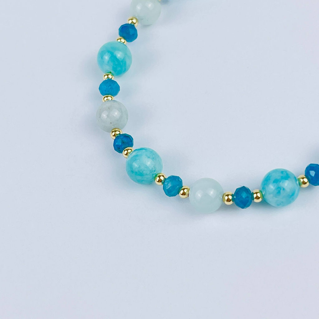 Браслет (Вишудха) регулируемый из Аквамарина, Апатита и Амазонита - Радуга самоцветов фото 4