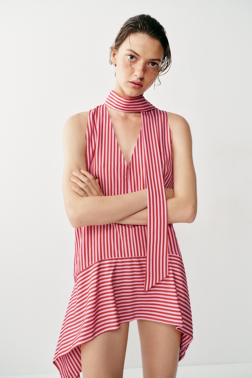 TOP ASIM?TRICO RAYAS / Fucsia - Zara фото 2