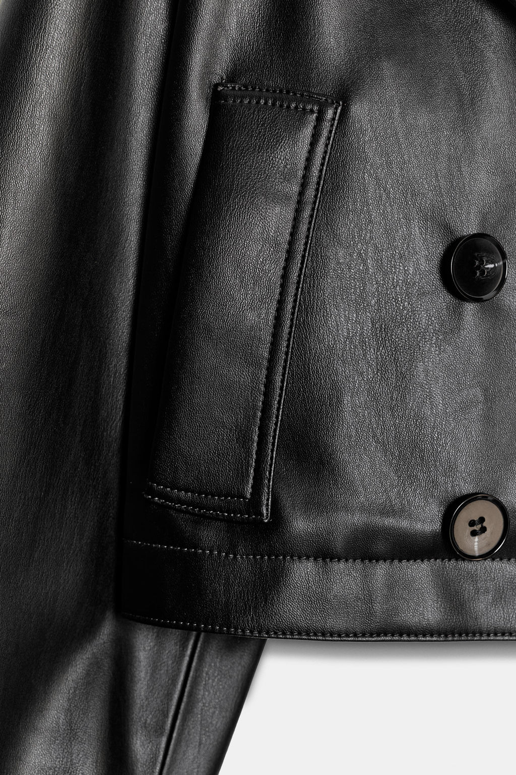 FAUX LEATHER SHORT TRENCH COAT