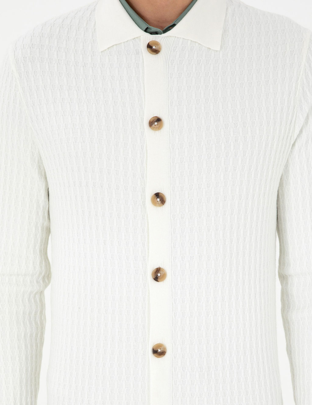 Трикотажный кардиган стандартного кроя цвета экрю - Cacharel фото 6