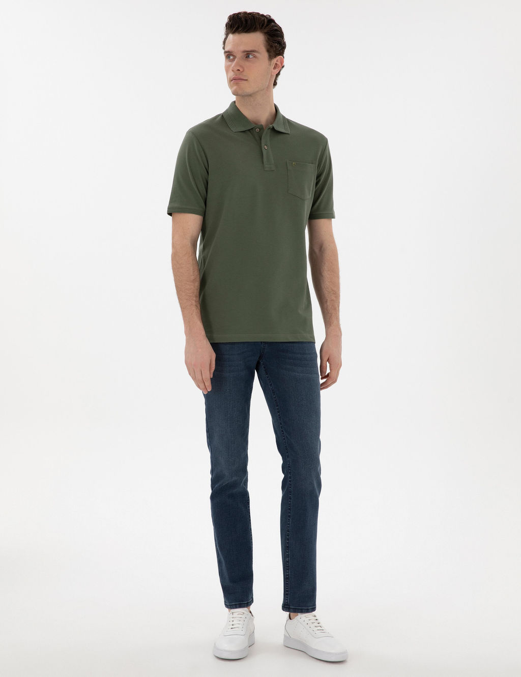 Haki Regular Fit K_vr_lmaz Polo Yaka Basic Ti__rt