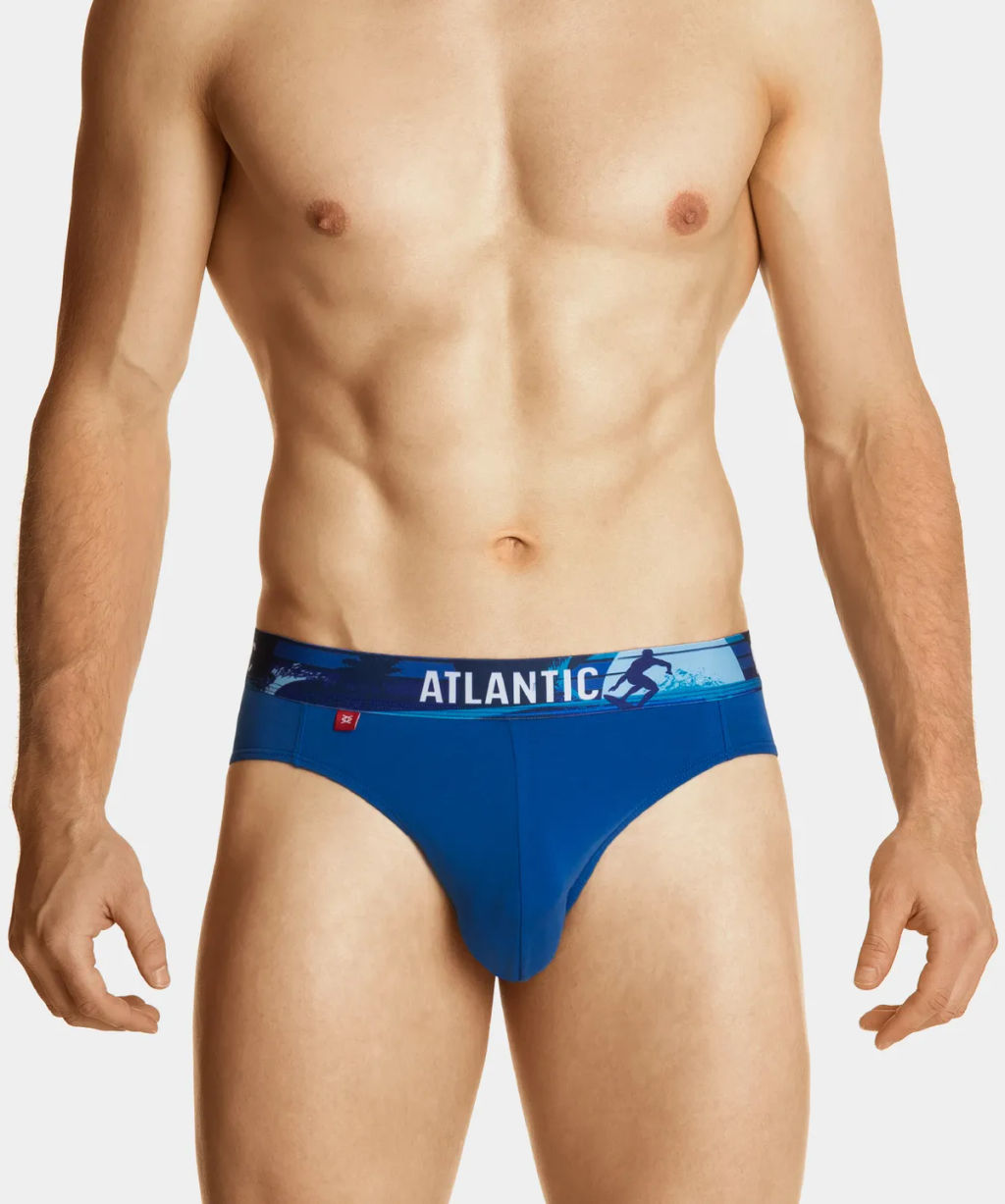 3MP-144 Трусы спорт Print Elastic - набор 3 шт. темно-синий + темно-голубой + голубой - Atlantic фото 3