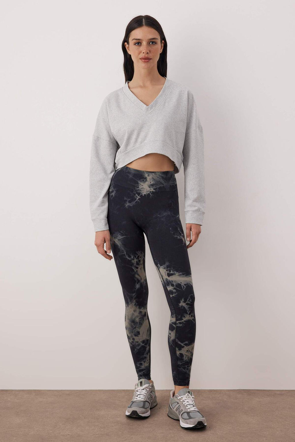 Siyah Seamless/Dikissiz Batik Desenli Tam Boy Orme Spor Tayt THMAW26TY00022