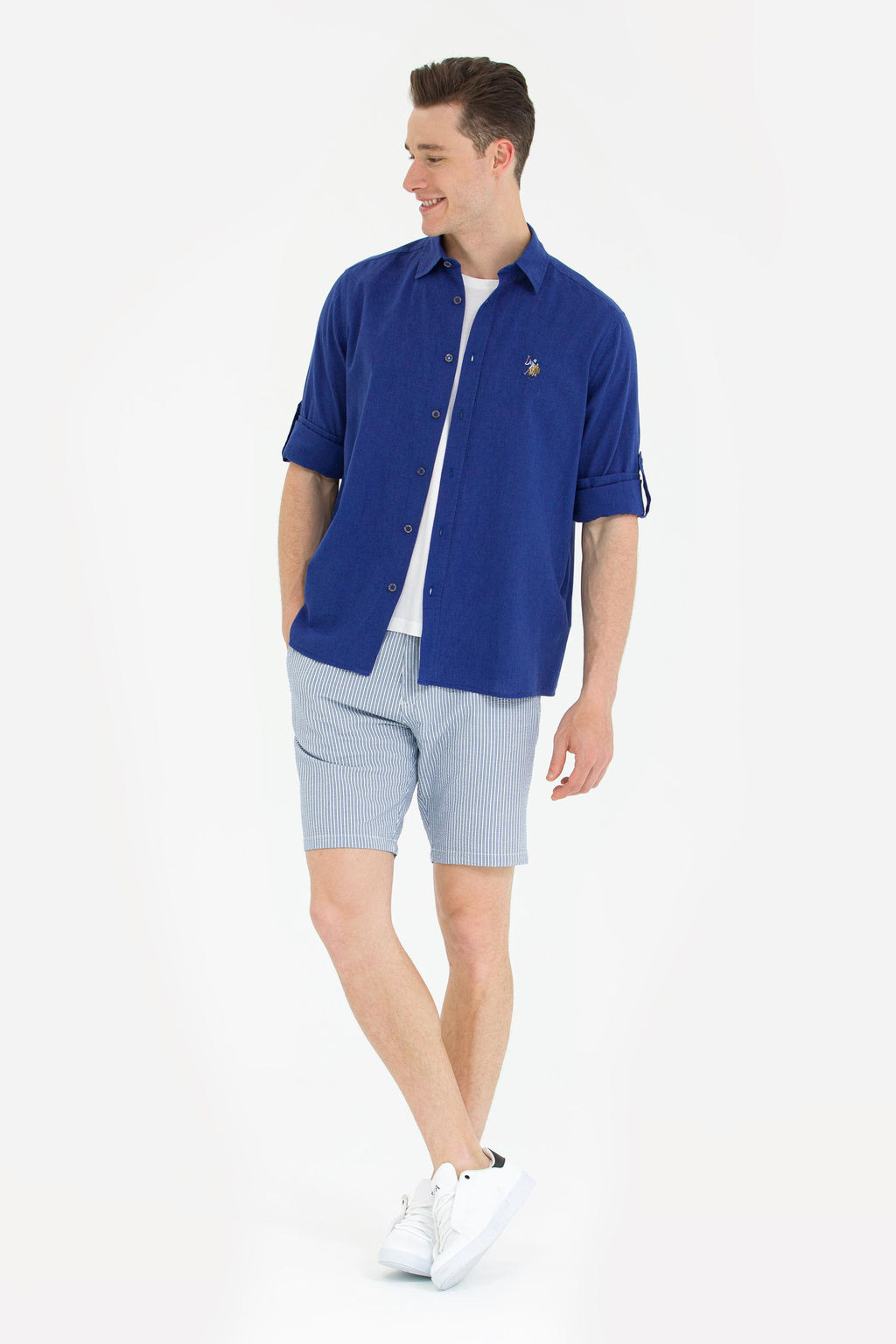 Мужская синяя базовая рубашка с длинным рукавом Неожиданная скидка в корзине - U.s. polo assn фото 4