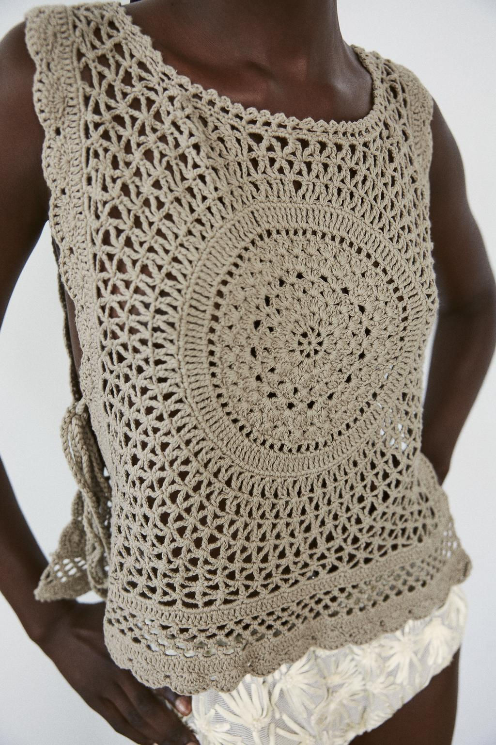 KNIT CROCHET TOP WITH TIES - Zara фото 2