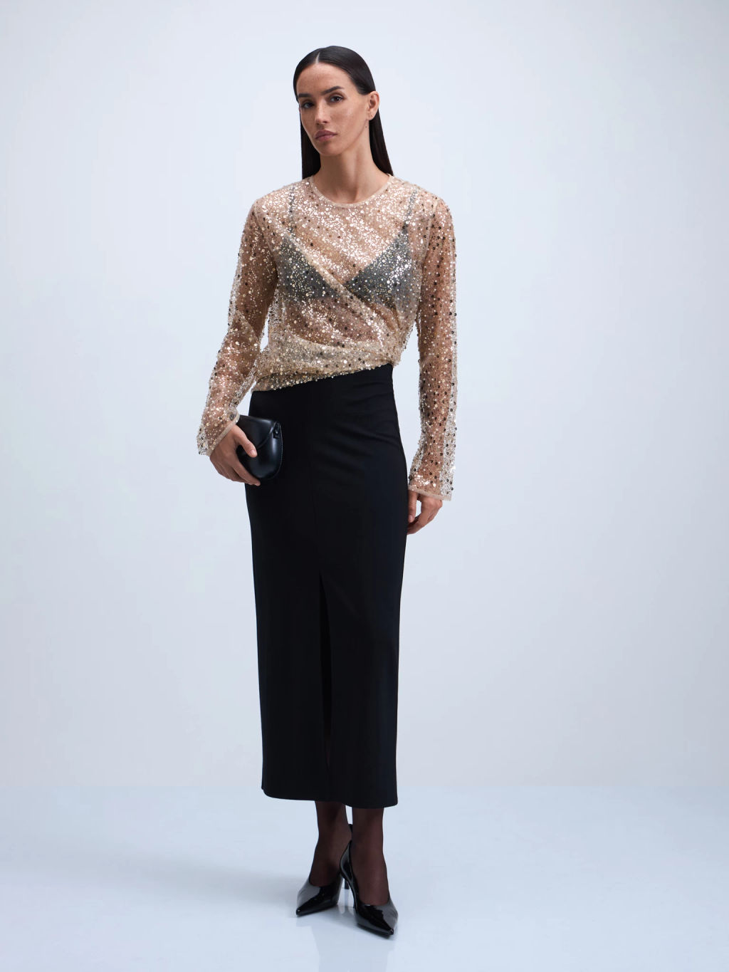 Лонгслив с декоративными бусинами / Zarina  фото 2