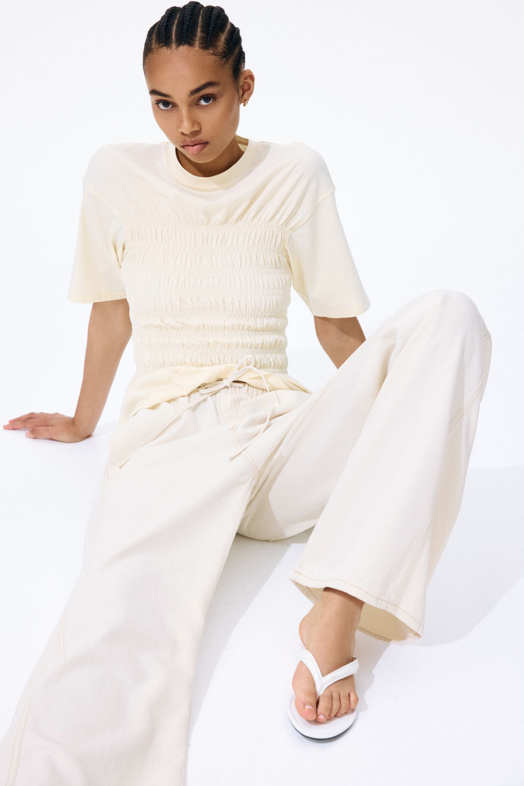 Pantal?n denim con cord?n de ajuste - H&m фото 4