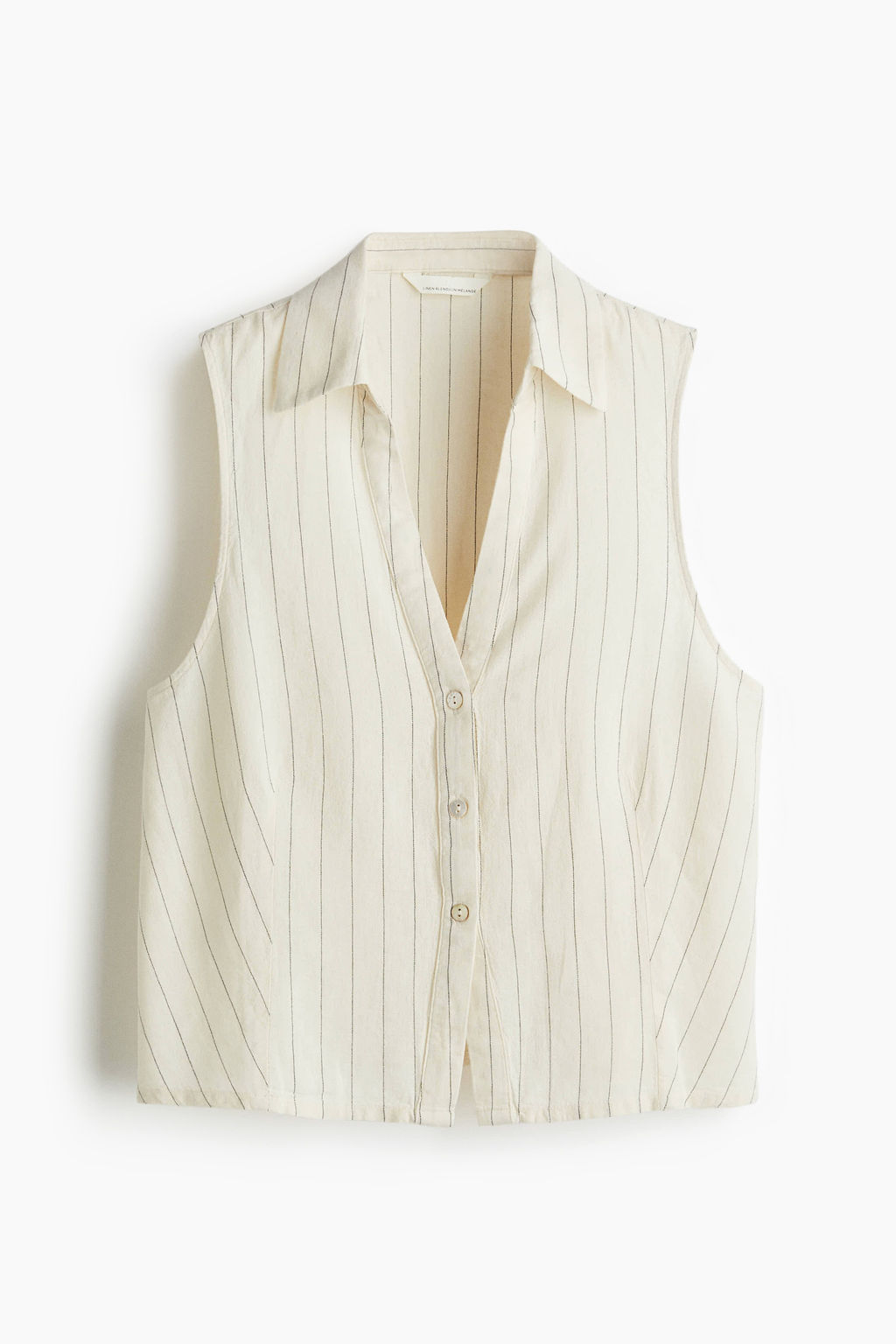 Camisa sin mangas en mezcla de lino - H&m фото 2