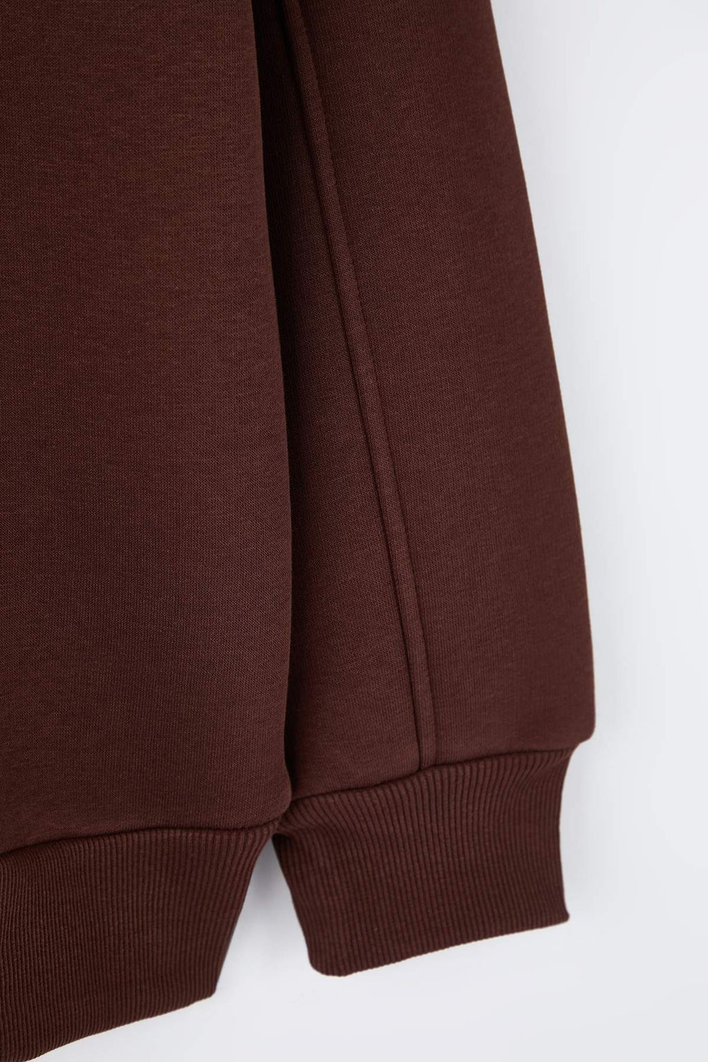 Kahverengi Oversize/Genis Kal?p Kadife Sloganl? Fermuarl? Ici Polarl? Orme Sweatshirt TWOAW26SW00228 - Trendyolmilla фото 6