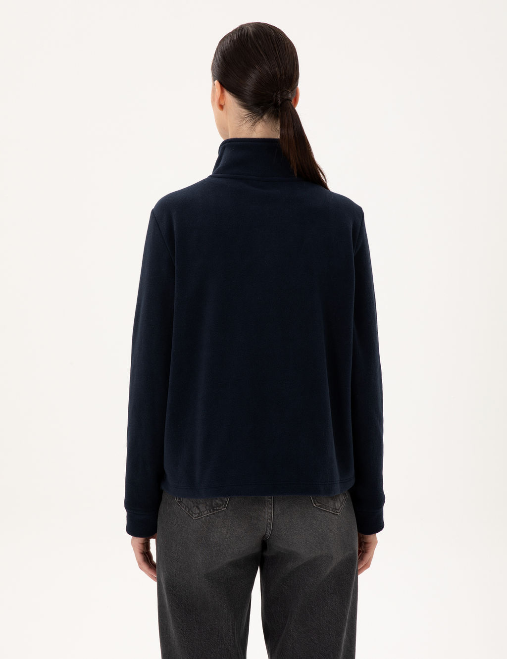 Lacivert Comfort Fit Fermuarl_ Polar Sweatshirt
