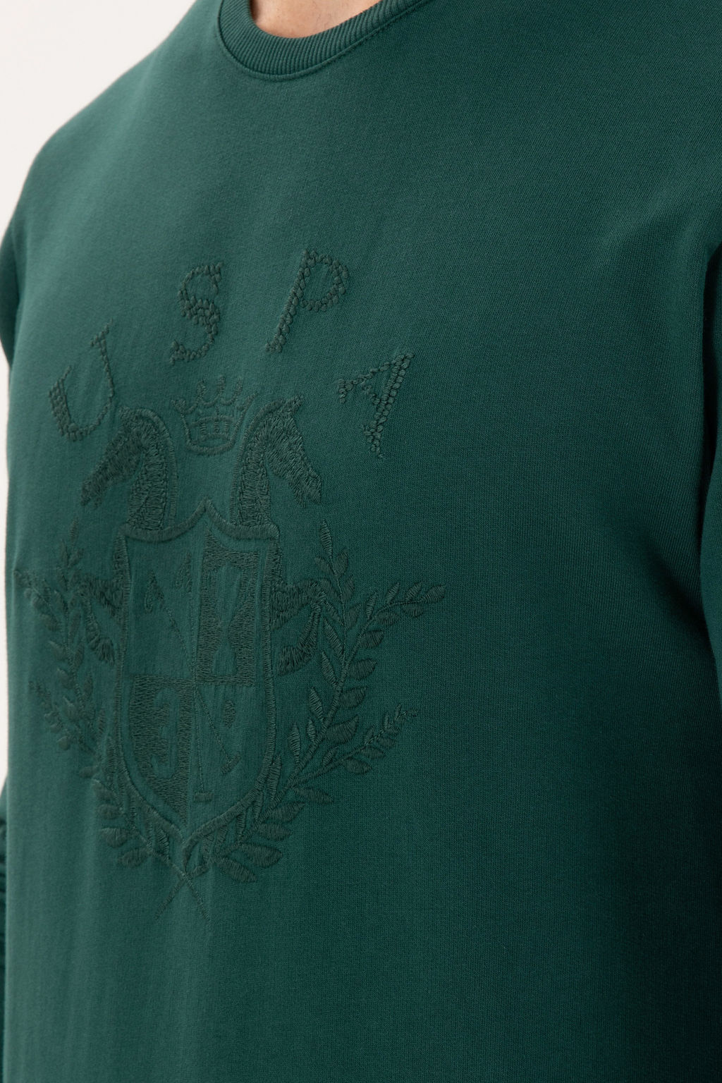 Мужской классический крой с круглым вырезом темно-зеленый свитшот - U.s. polo assn фото 9