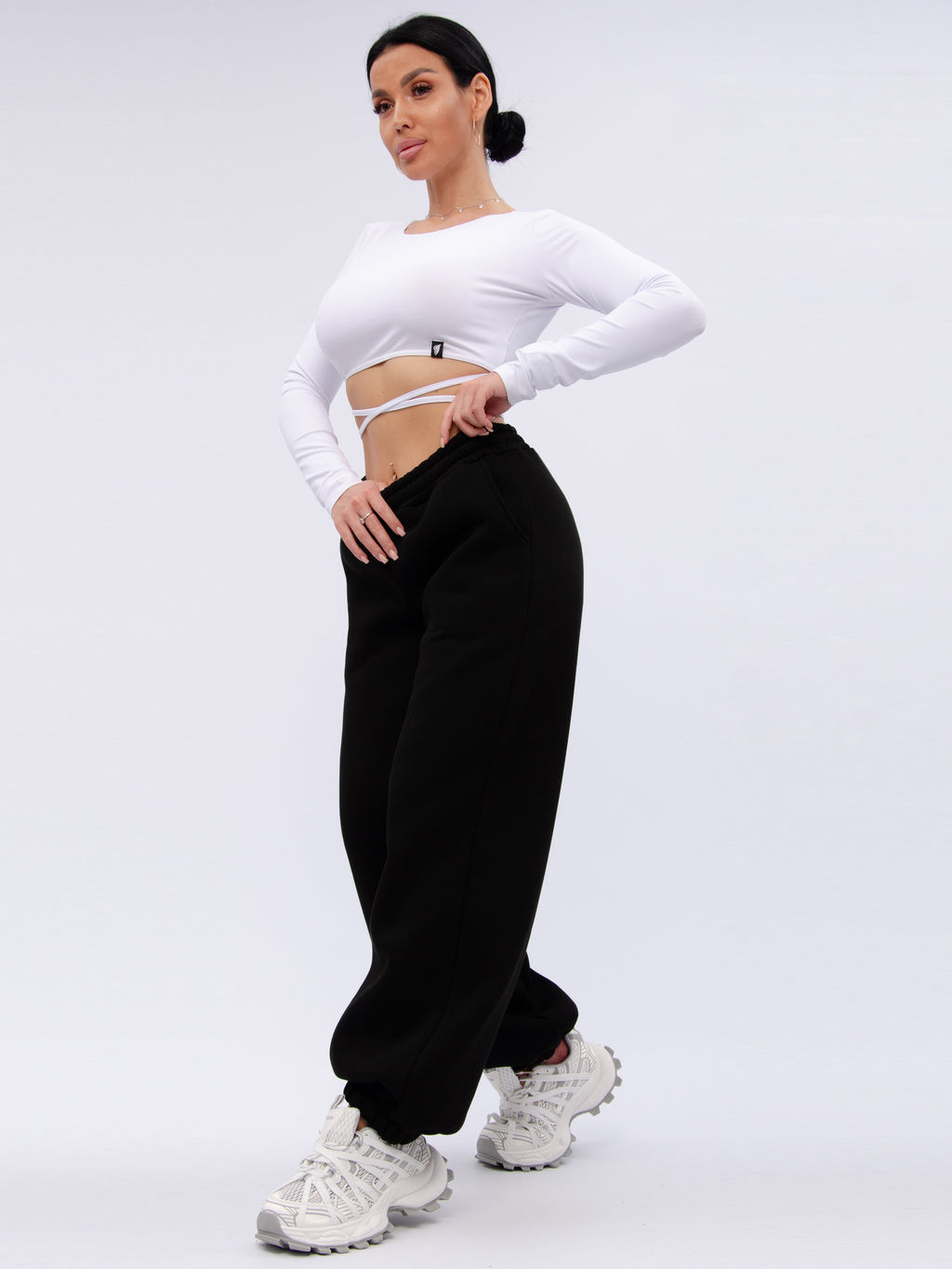 Джоггеры "БЖ-46" чёрные, футер 3-х нитка начес